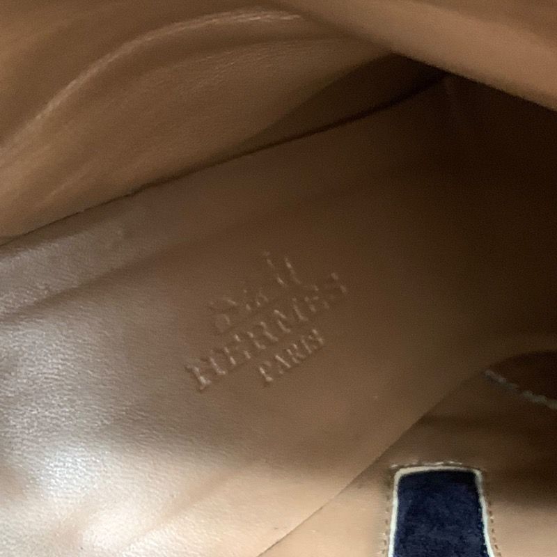 Hermes Boots Short Boots Kelly Hardware Suede Navy