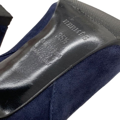 Hermes Boots Short Boots Kelly Hardware Suede Navy