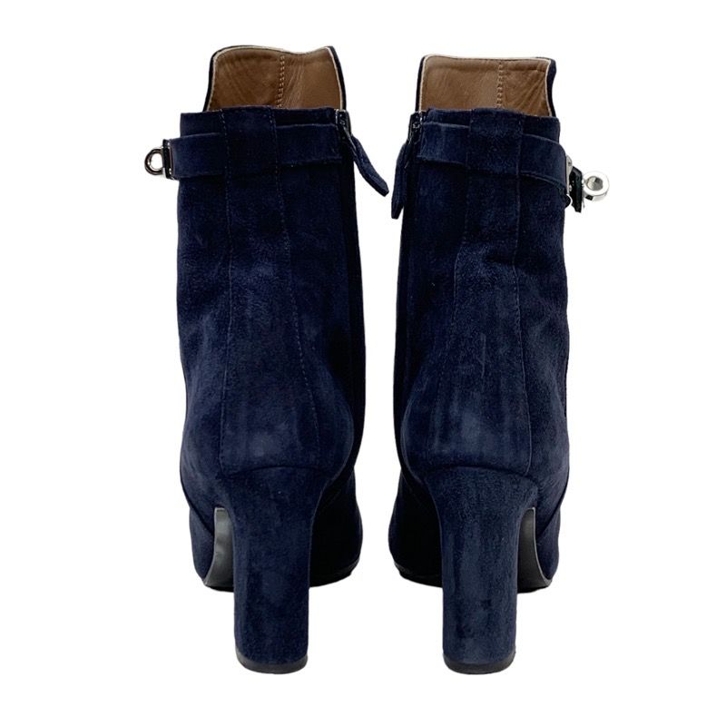 Hermes Boots Short Boots Kelly Hardware Suede Navy