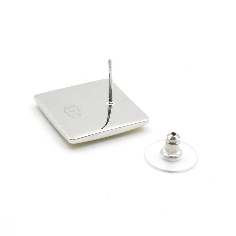 Chanel Earrings Silver Yellow Coco Mark Square