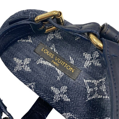 Louis Vuitton O Chien Line Monogram Sandals Shoes Leather Denim Navy Flat