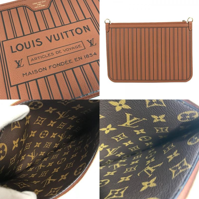 Louis Vuitton Pouch Neverfull Inside Out MM M12061 Leather Tan Brown