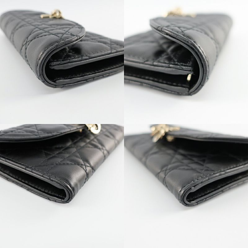 Dior My Dior Violet Wallet Lambskin Black Gold Hardware Long Wallet