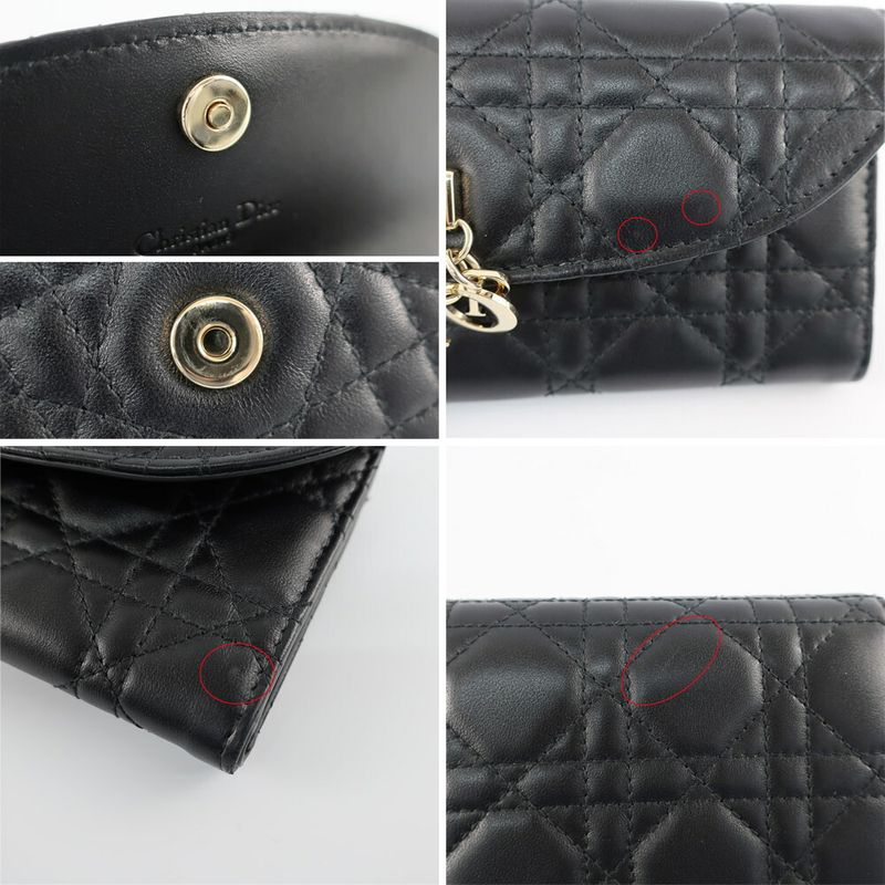 Dior My Dior Violet Wallet Lambskin Black Gold Hardware Long Wallet