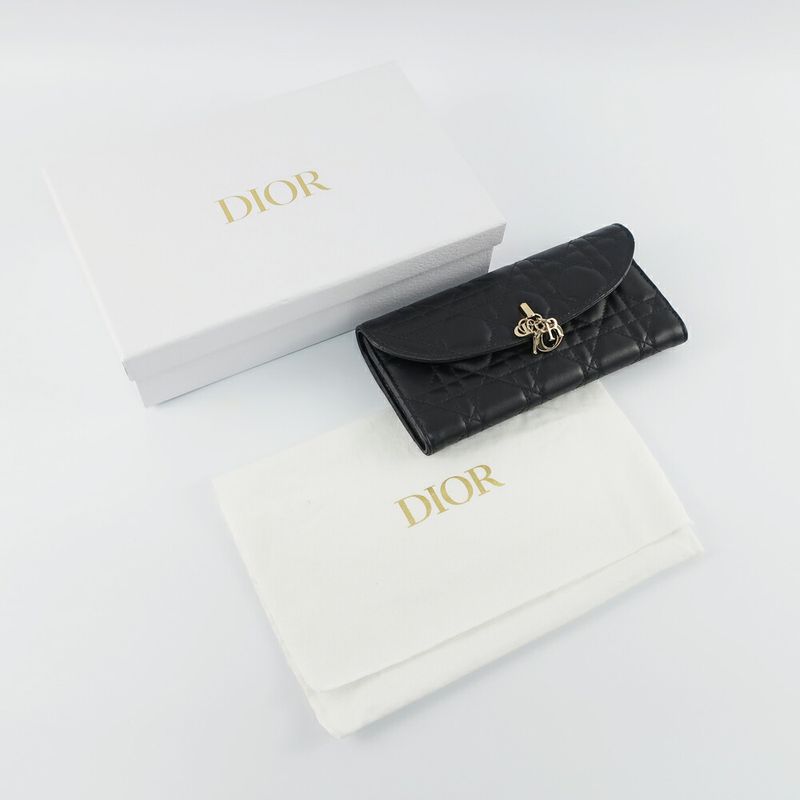 Dior My Dior Violet Wallet Lambskin Black Gold Hardware Long Wallet