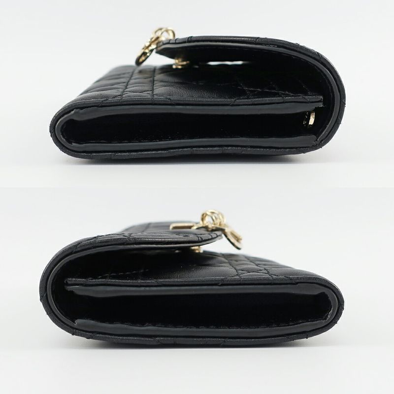 Dior My Dior Violet Wallet Lambskin Black Gold Hardware Long Wallet