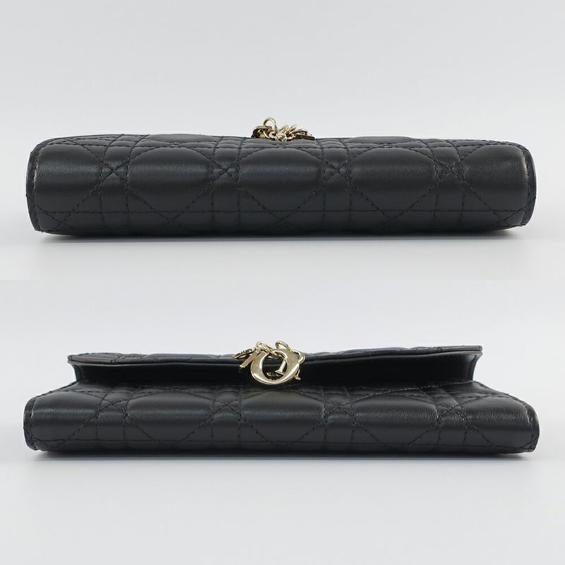 Dior My Dior Violet Wallet Lambskin Black Gold Hardware Long Wallet