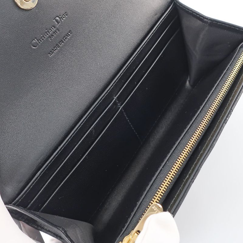 Dior My Dior Violet Wallet Lambskin Black Gold Hardware Long Wallet
