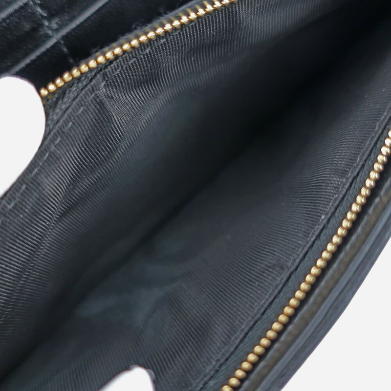 Dior My Dior Violet Wallet Lambskin Black Gold Hardware Long Wallet