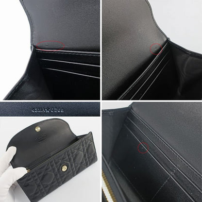 Dior My Dior Violet Wallet Lambskin Black Gold Hardware Long Wallet