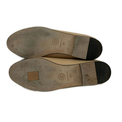 Chanel Flat Shoes 35 C Women's - G02819 Beige X Black Coco Mark Leather