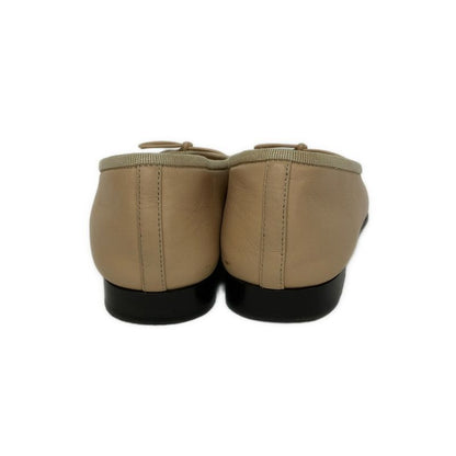 Chanel Flat Shoes 35 C Women's - G02819 Beige X Black Coco Mark Leather