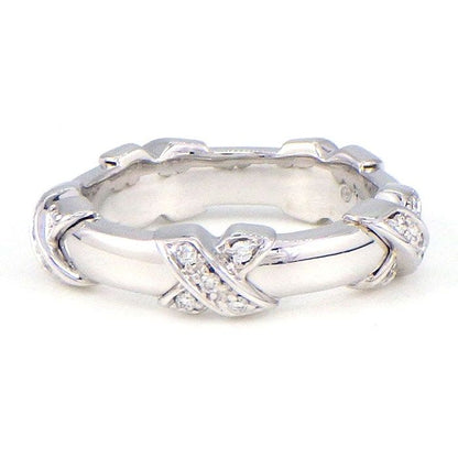 Tiffany & Co Ring Signature Cross Diamond 18K White Gold No 8