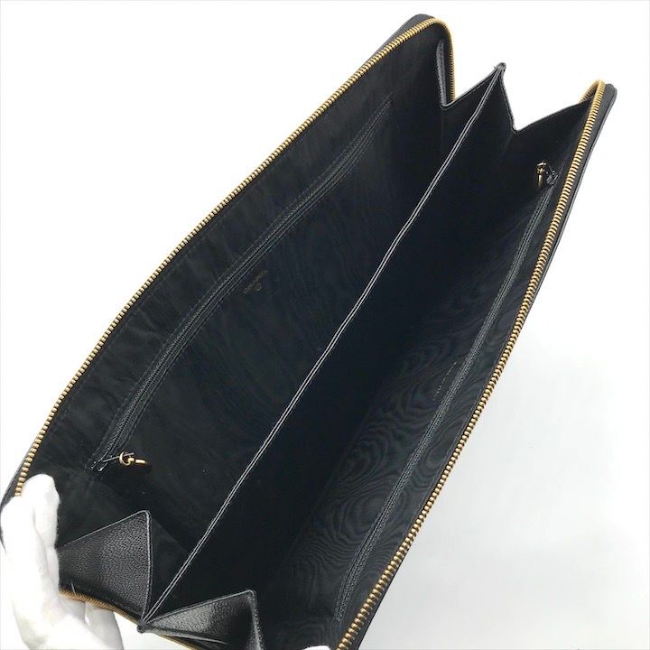 Chanel Big CC Logo Caviar Leather Black Clutch