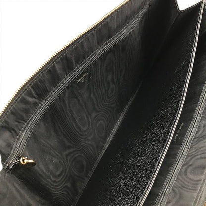 Chanel Big CC Logo Caviar Leather Black Clutch