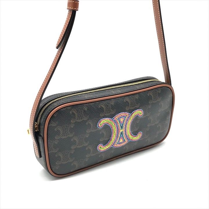 Celine Macadam Embroidery Triomphe Limited Edition Leather Shoulder Camera Bag