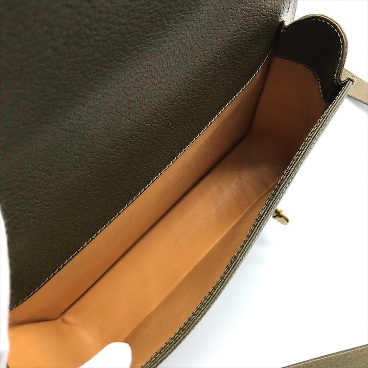 Gucci Geki Bamboo Double Face 2-Way Bag Crossbody Khaki Leather