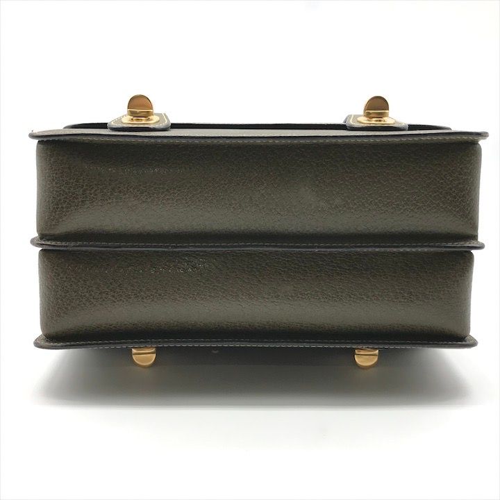 Gucci Geki Bamboo Double Face 2-Way Bag Crossbody Khaki Leather