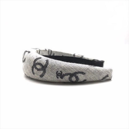 Chanel CC Logo Denim Headband Hair Gray All Over Pattern