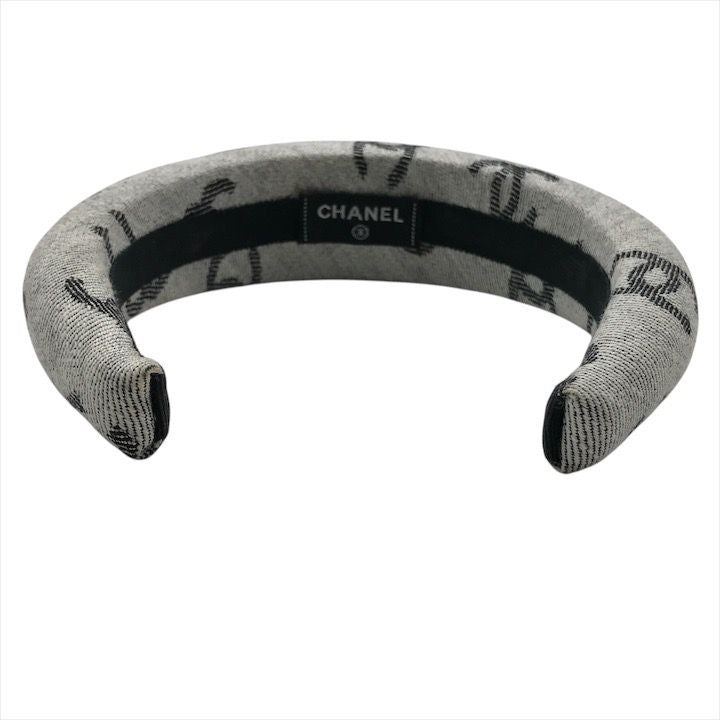 Chanel CC Logo Denim Headband Hair Gray All Over Pattern