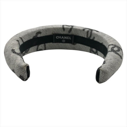 Chanel CC Logo Denim Headband Hair Gray All Over Pattern