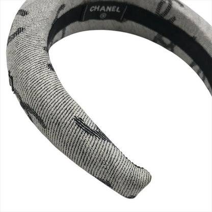 Chanel CC Logo Denim Headband Hair Gray All Over Pattern