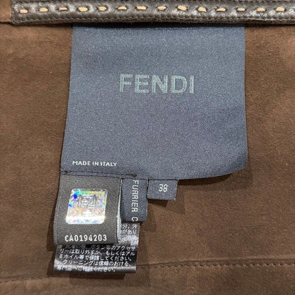 Fendi Selleria Mouton Vest with Belt 38 Brown
