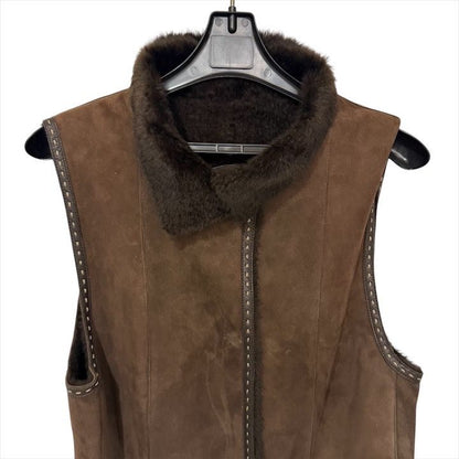 Fendi Selleria Mouton Vest with Belt 38 Brown