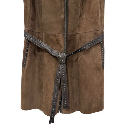 Fendi Selleria Mouton Vest with Belt 38 Brown
