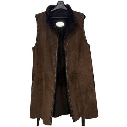 Fendi Selleria Mouton Vest with Belt 38 Brown