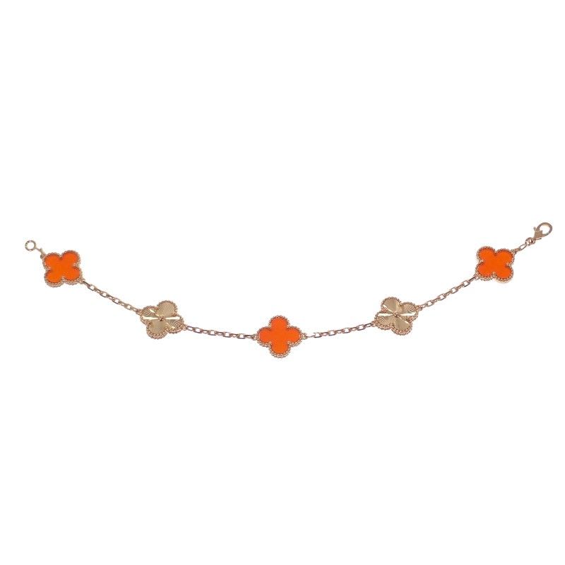 Van Cleef & Arpels Vintage Alhambra Vcarp7 Rp00 Bracelet 18K Pink Gold Women's