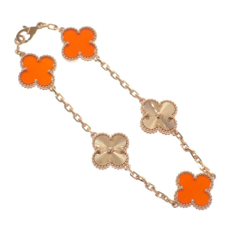 Van Cleef & Arpels Vintage Alhambra Vcarp7 Rp00 Bracelet 18K Pink Gold Women's