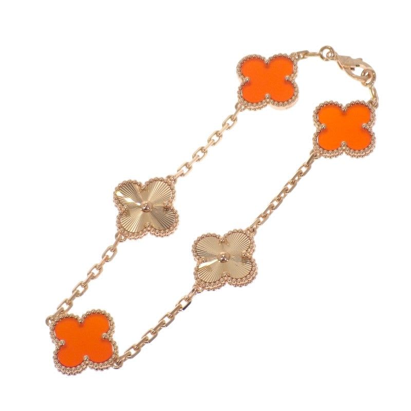 Van Cleef & Arpels Vintage Alhambra Vcarp7 Rp00 Bracelet 18K Pink Gold Women's