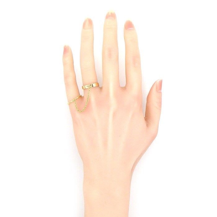 Hermes Ring Kelly TPM Double 2 two Finger Chain 18K Yellow Gold No 12 #52
