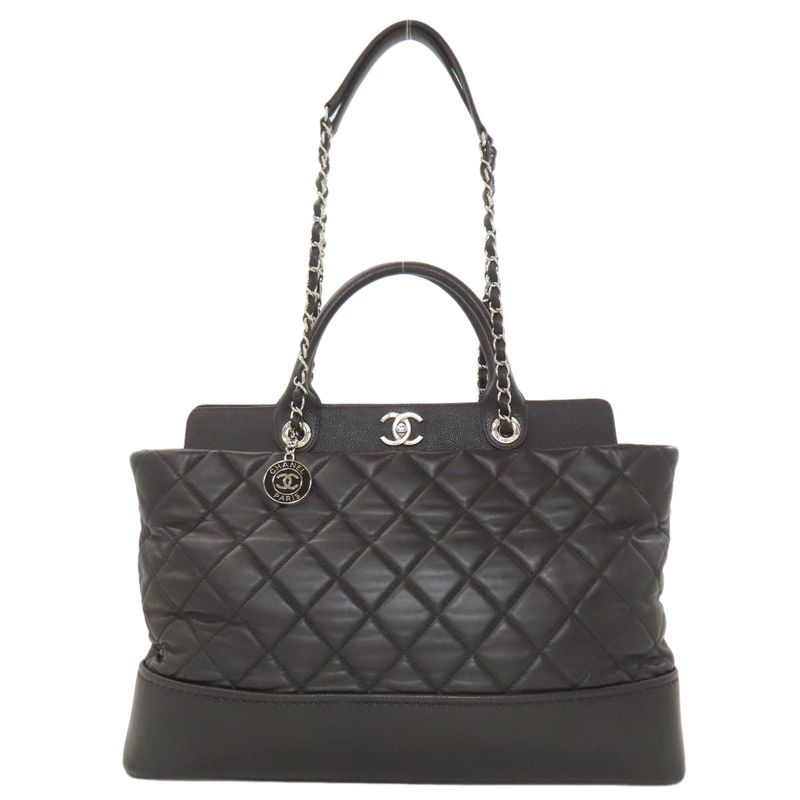 Chanel Matelasse Silver Hardware 2WAY Tote Bag Calf Women's