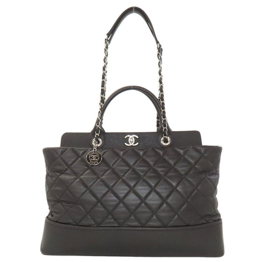 Chanel Matelasse Silver Hardware 2WAY Tote Bag Calf Women's