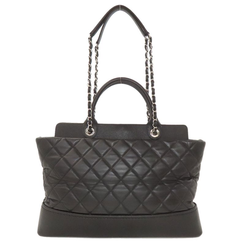 Chanel Matelasse Silver Hardware 2WAY Tote Bag Calf Women's