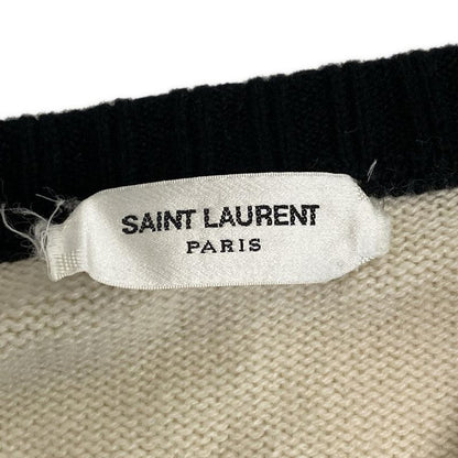 Saint Laurent Paris Cardigan Size S Women's - 648449 Ivory X Black Long Sleeve
