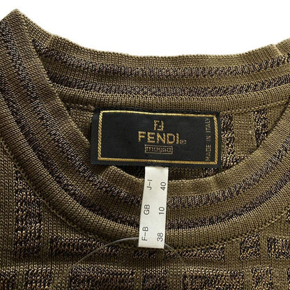 Fendi Short Sleeve Sweater Size (j-i) 40 Women's - Khaki X Gold Zucca Pattern