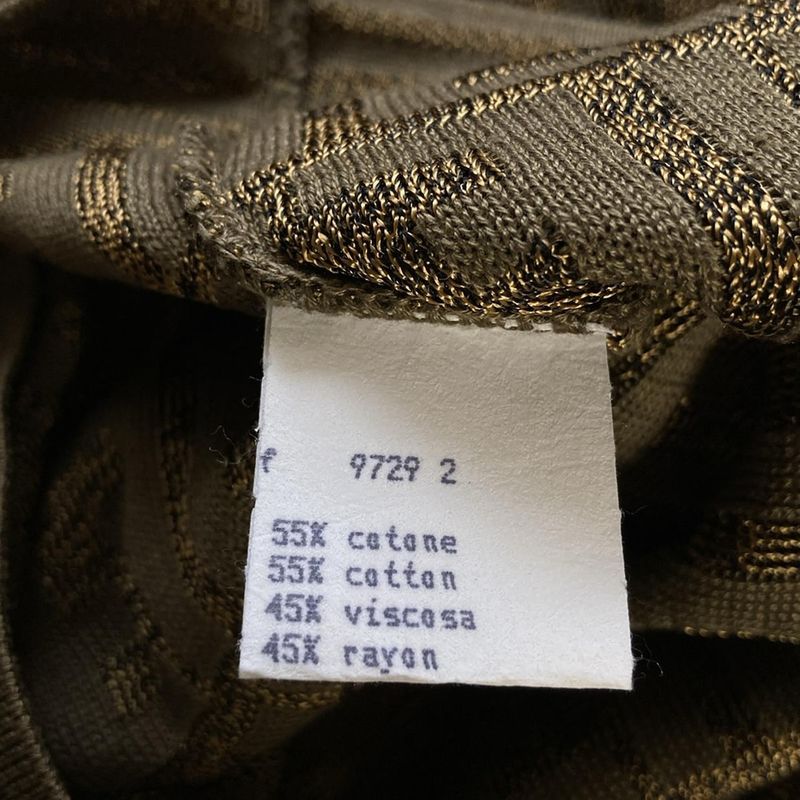 Fendi Short Sleeve Sweater Size (j-i) 40 Women's - Khaki X Gold Zucca Pattern