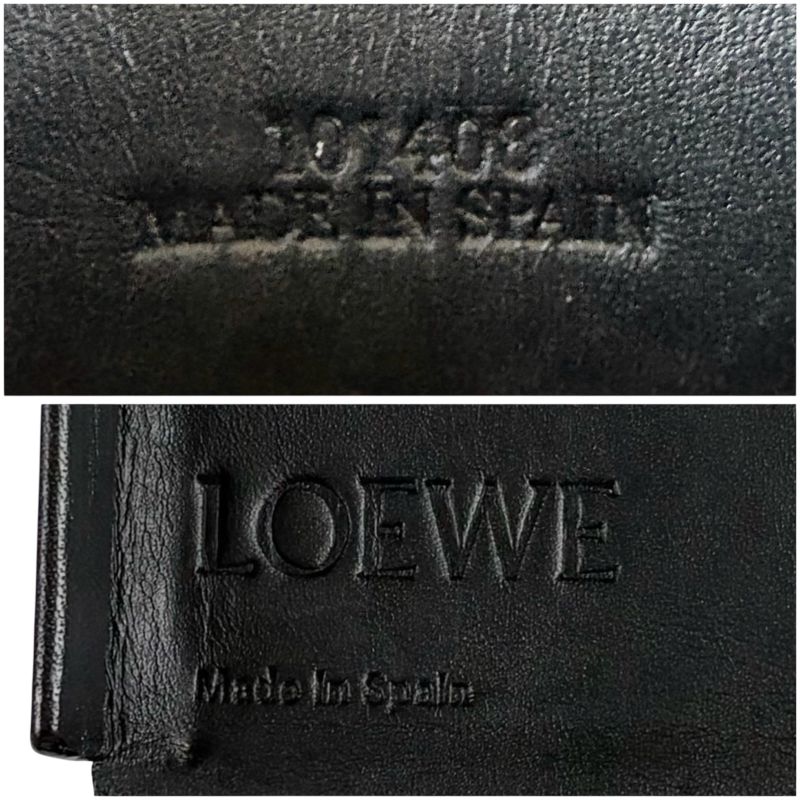 Loewe Anagram Logo Coin Case Coin Purse Leather Black