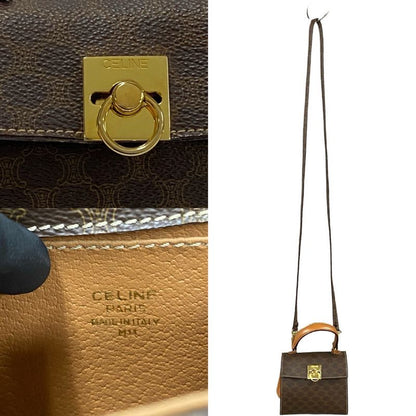 Celine Vintage Macadam Blason Ring Hardware Leather 2-Way Mini Handbag Shoulder