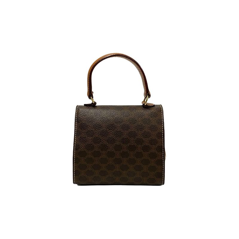 Celine Vintage Macadam Blason Ring Hardware Leather 2-Way Mini Handbag Shoulder