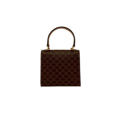 Celine Vintage Macadam Pattern Logo Ring Hardware Leather 2-Way Mini Handbag