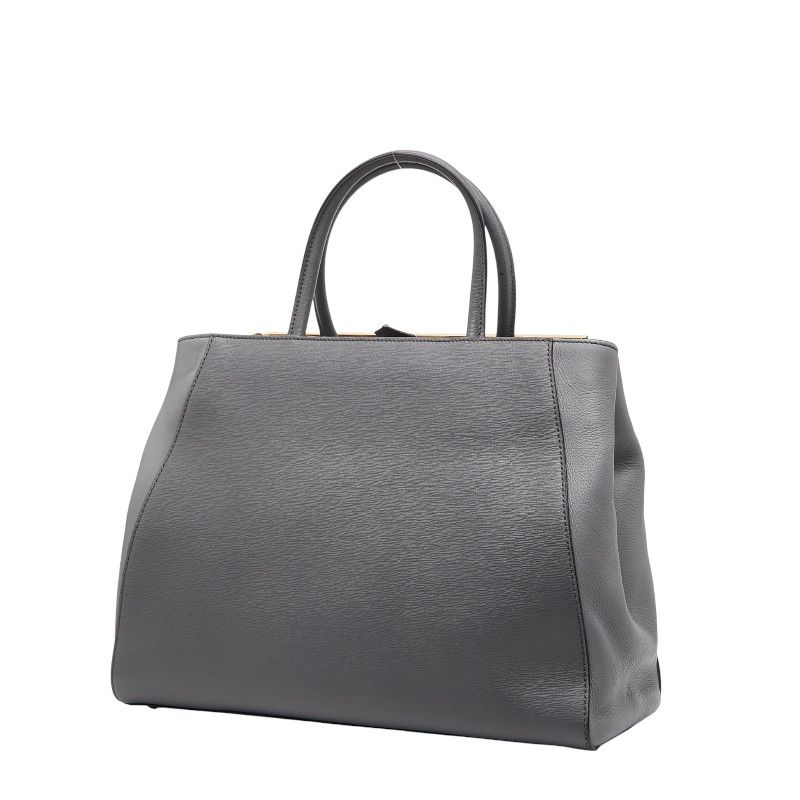 Fendi 2jours Tote Bag Shoulder Bag 2WAY 8bh250 Gray Leather Women's Fendi