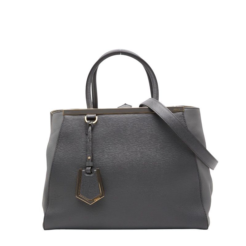 Fendi 2jours Tote Bag Shoulder Bag 2WAY 8bh250 Gray Leather Women's Fendi