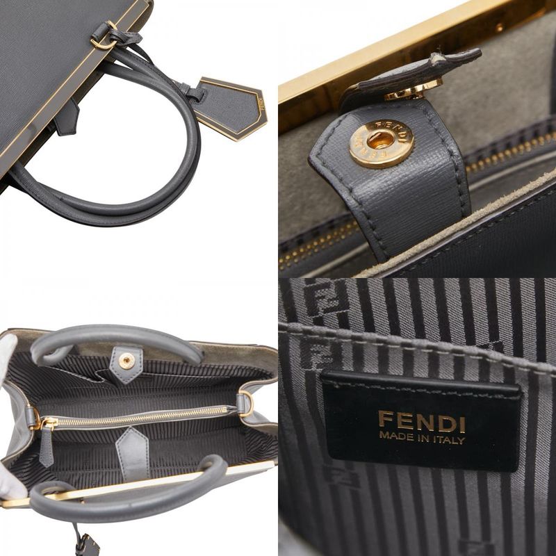 Fendi 2jours Tote Bag Shoulder Bag 2WAY 8bh250 Gray Leather Women's Fendi