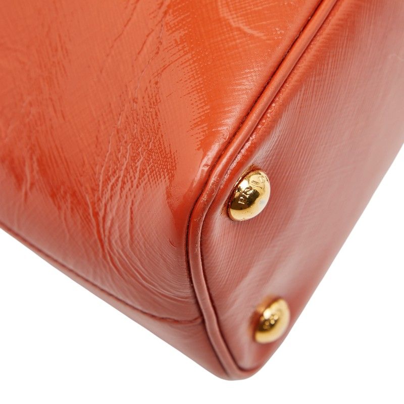 Prada Triangle Logo Plate Handbag Shoulder Bag 2WAY Orange Leather Women's Prada