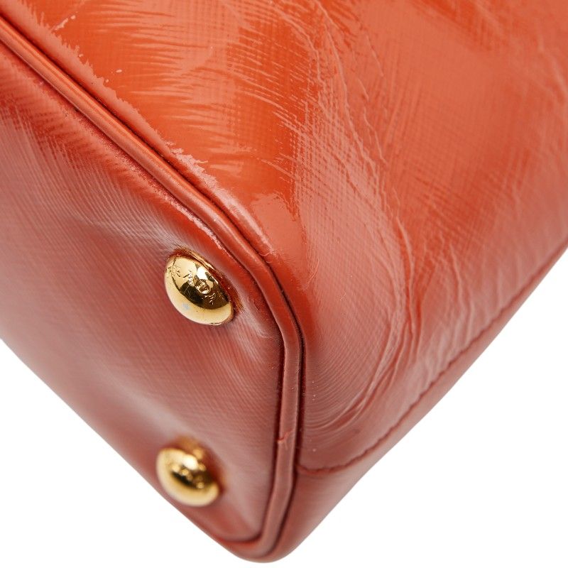 Prada Triangle Logo Plate Handbag Shoulder Bag 2WAY Orange Leather Women's Prada