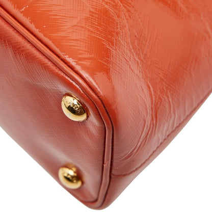 Prada Triangle Logo Plate Handbag Shoulder Bag 2WAY Orange Leather Women's Prada